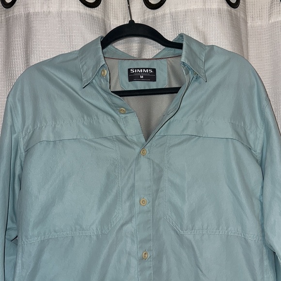 SIMMS FISHING LONG SLEEVE SHIRT. TURQUOISE BUTTON DOWN. SIZE MEDIUM. ZERO WEAR. - Picture 6 of 7